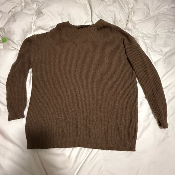 Jenni Kayne Brown Ribbed Knit Sweater Size M Medium
